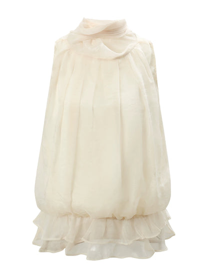 Chiffon Halter Ruffle Tank