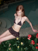 Black Floral U-Neck Bikini Set