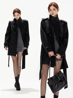 Black Belted Double-Breasted Coat