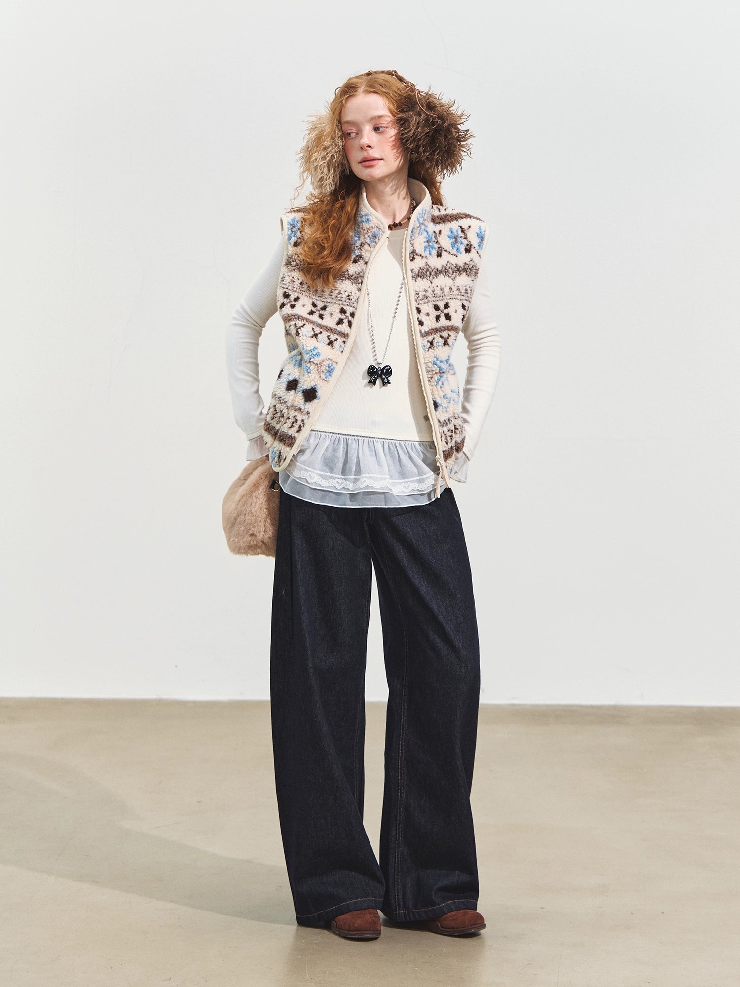Fair Isle Patterned Fleece Vest