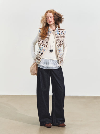 Fair Isle Patterned Fleece Vest