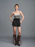 Black Striped Lace Camisole Top