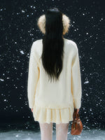 Beige Tie-Front Knit Dress