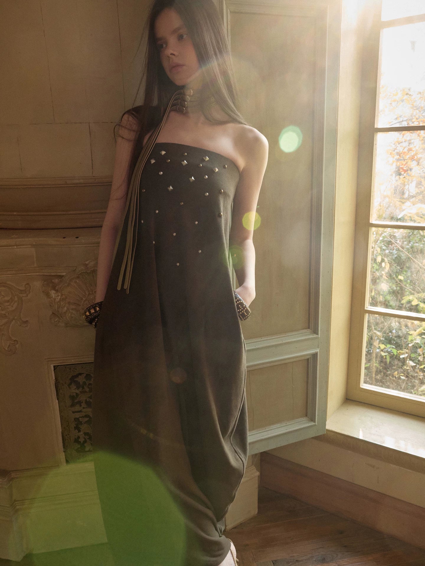 Studded Bustier Maxi Dress