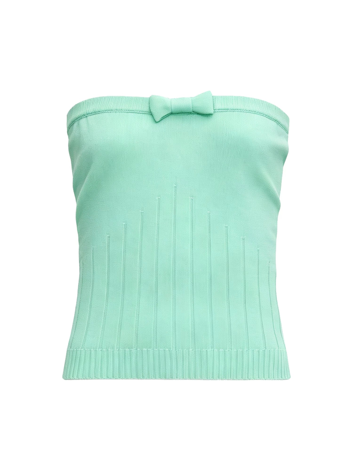 Green Bow Knit Tube Top