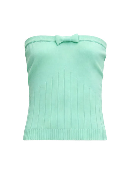 Green Bow Knit Tube Top