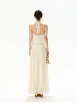 Floral Halter Chiffon Midi Dress