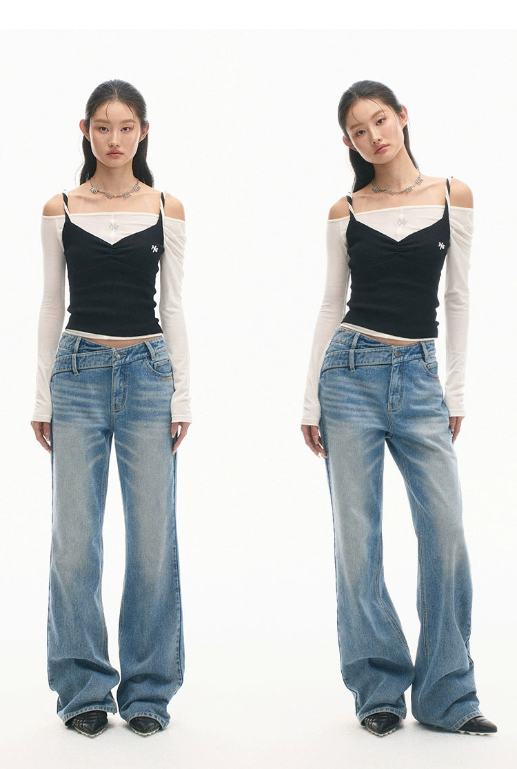 +5CM N2 Smiling Straight Denim Pants