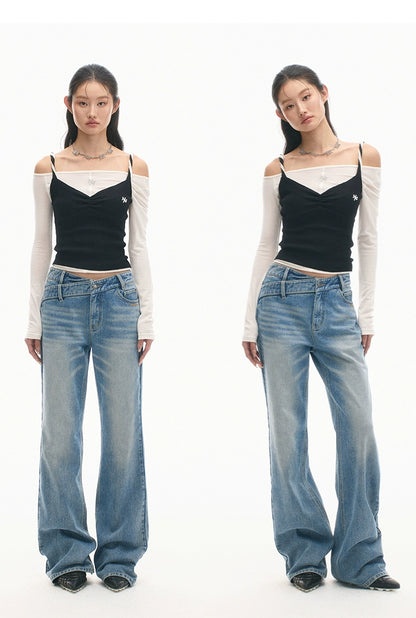 +5CM N2 Smiling Straight Denim Pants