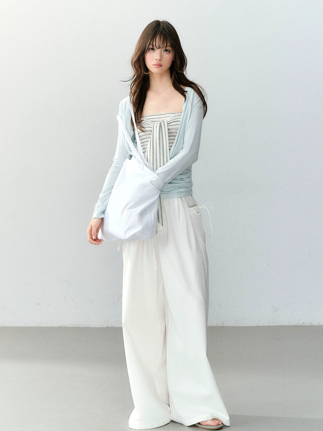 Striped Draped Neck 2-piece Set