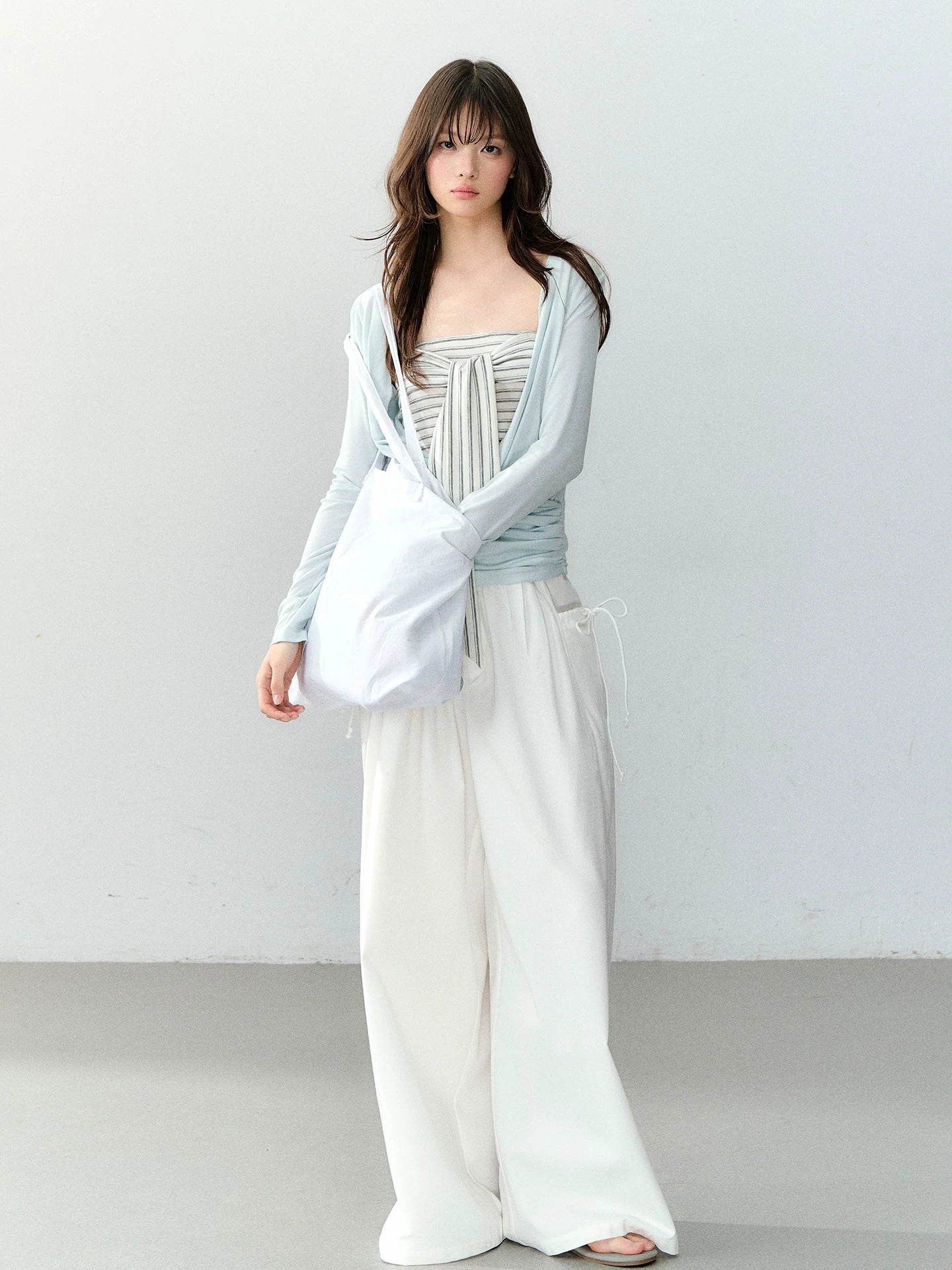 Striped Draped Neck 2-piece Set