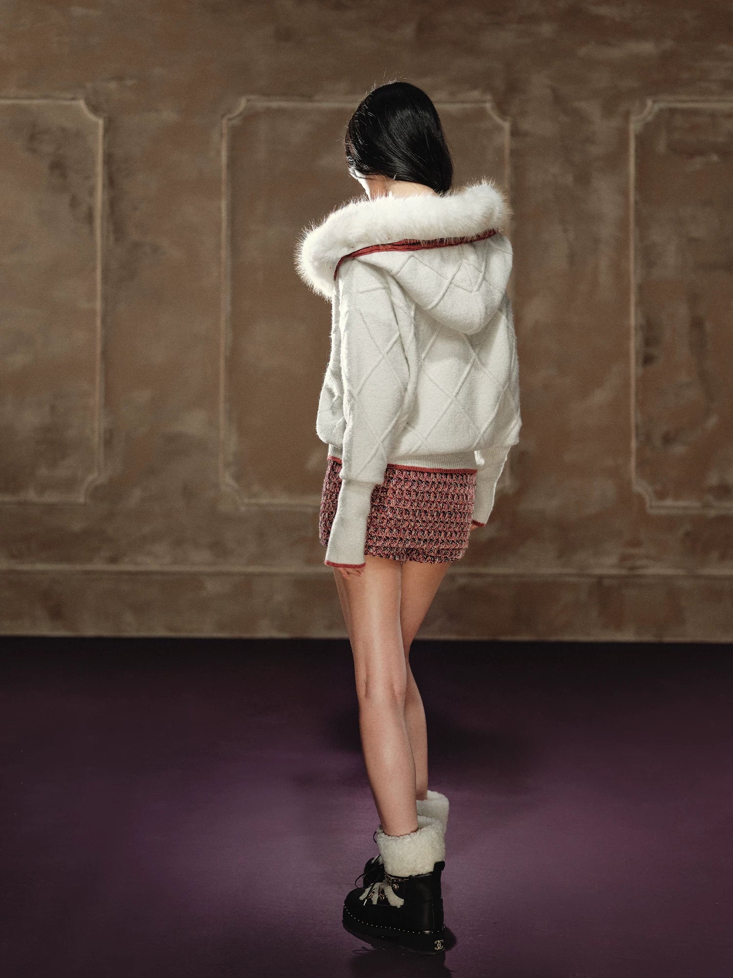 Red Waist-Free A-Line Skort