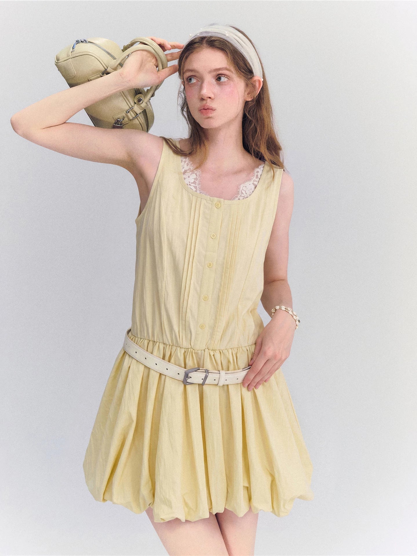 Sleeveless Lace Bubble Dress
