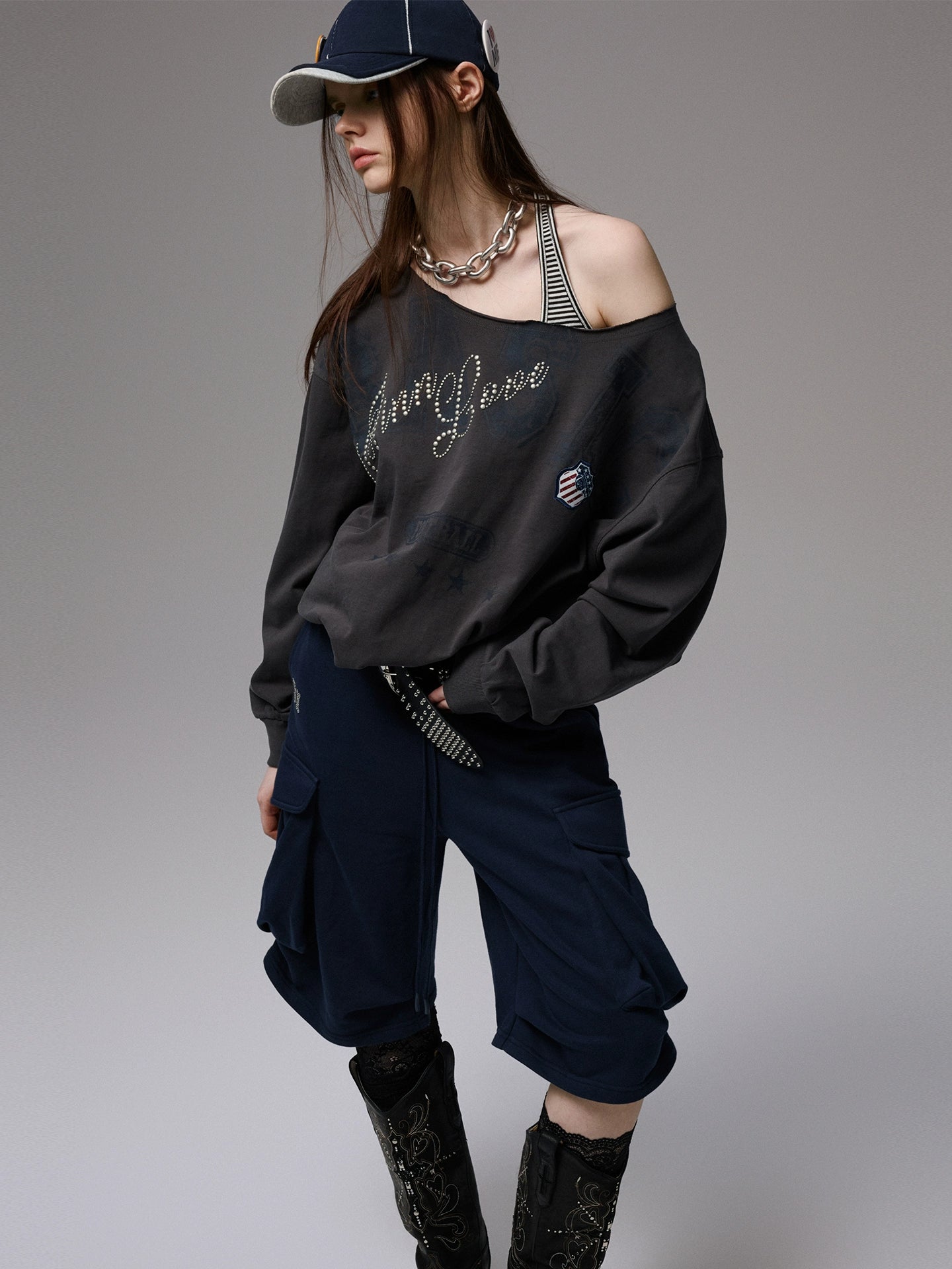 Retro Letter Print Sweatshirt