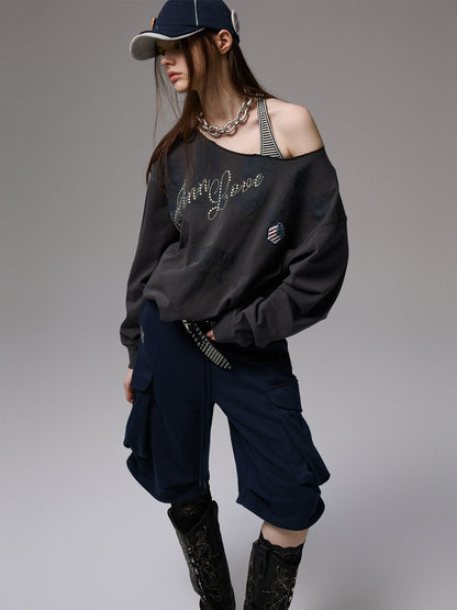 Retro Letter Print Sweatshirt