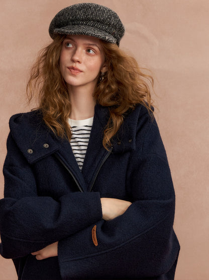 Hooded Short Wool Coat