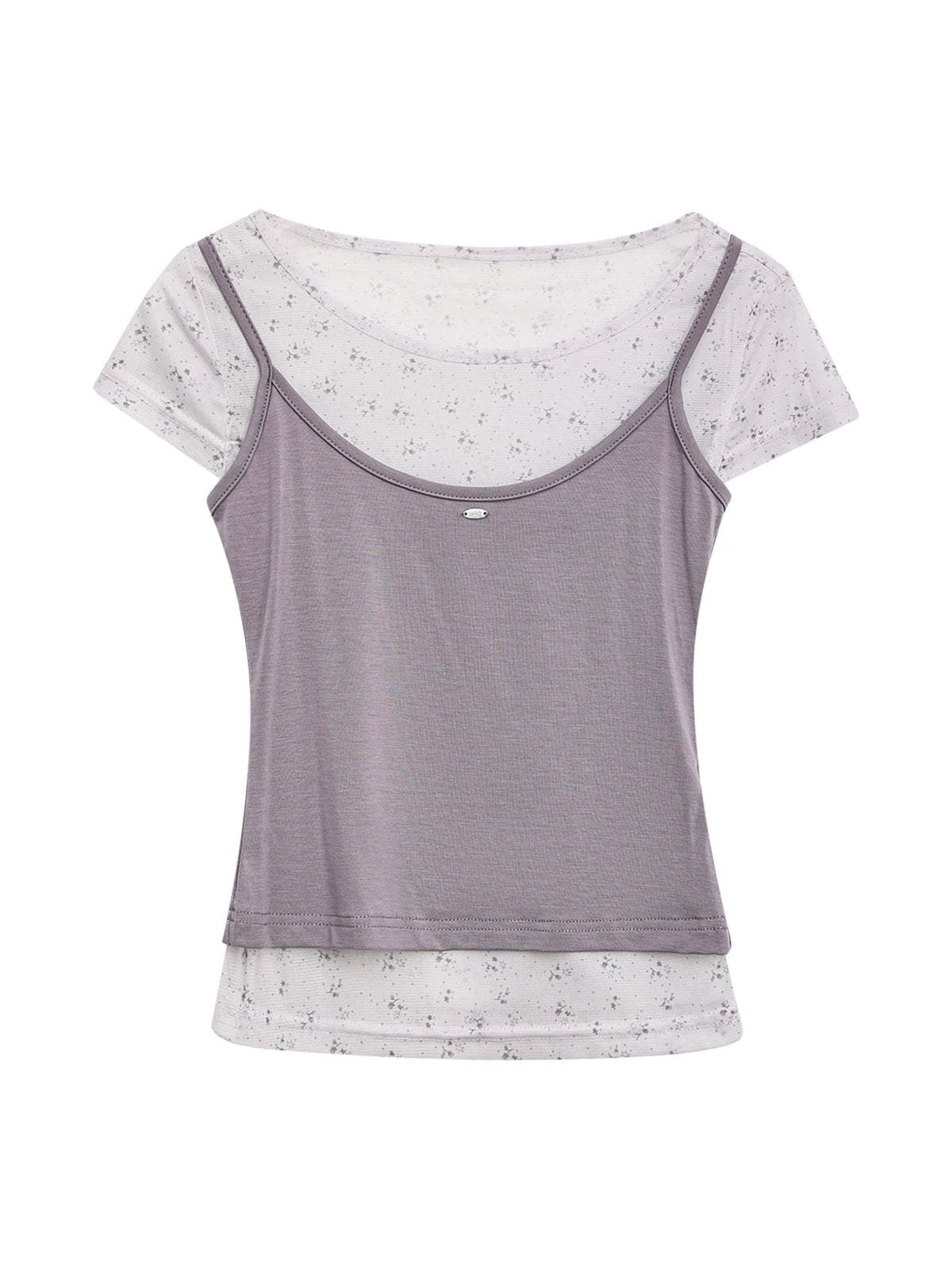 Floral Mesh Layered Top Set