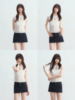 Eyelet Doll Collar Blouse & Skirt Set
