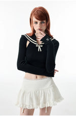 White & Black Lace Edge Mini Skirt