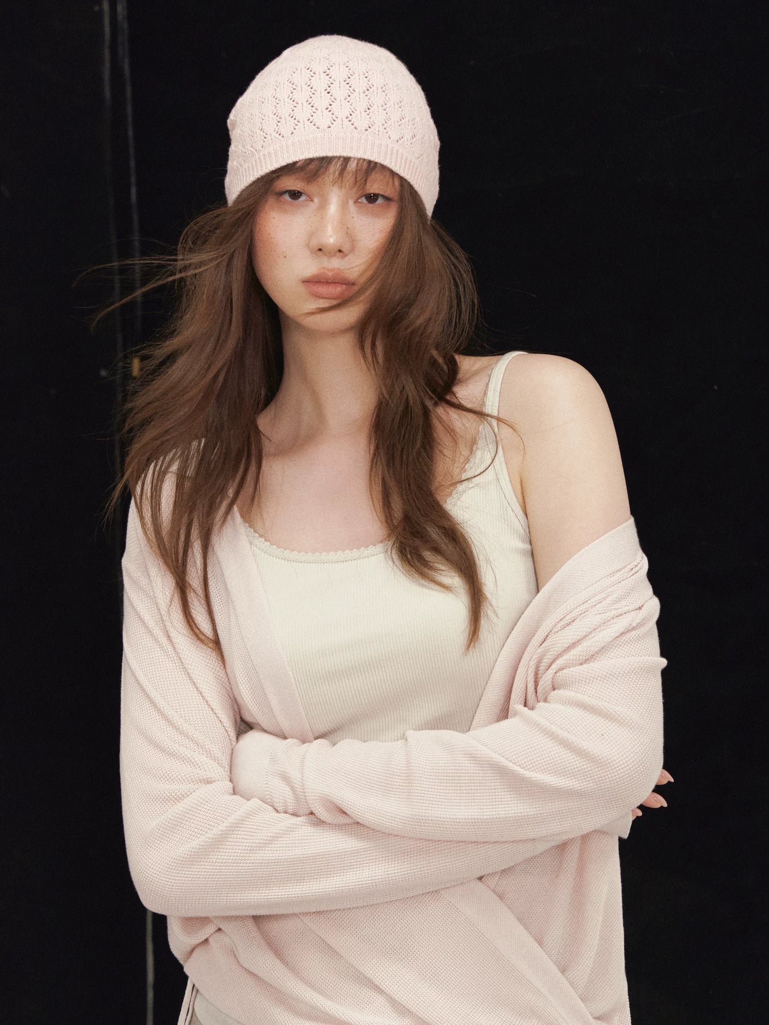 Silk Cross V-neck Knit Top