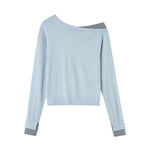Contrast Asymmetrical Layered Sweater