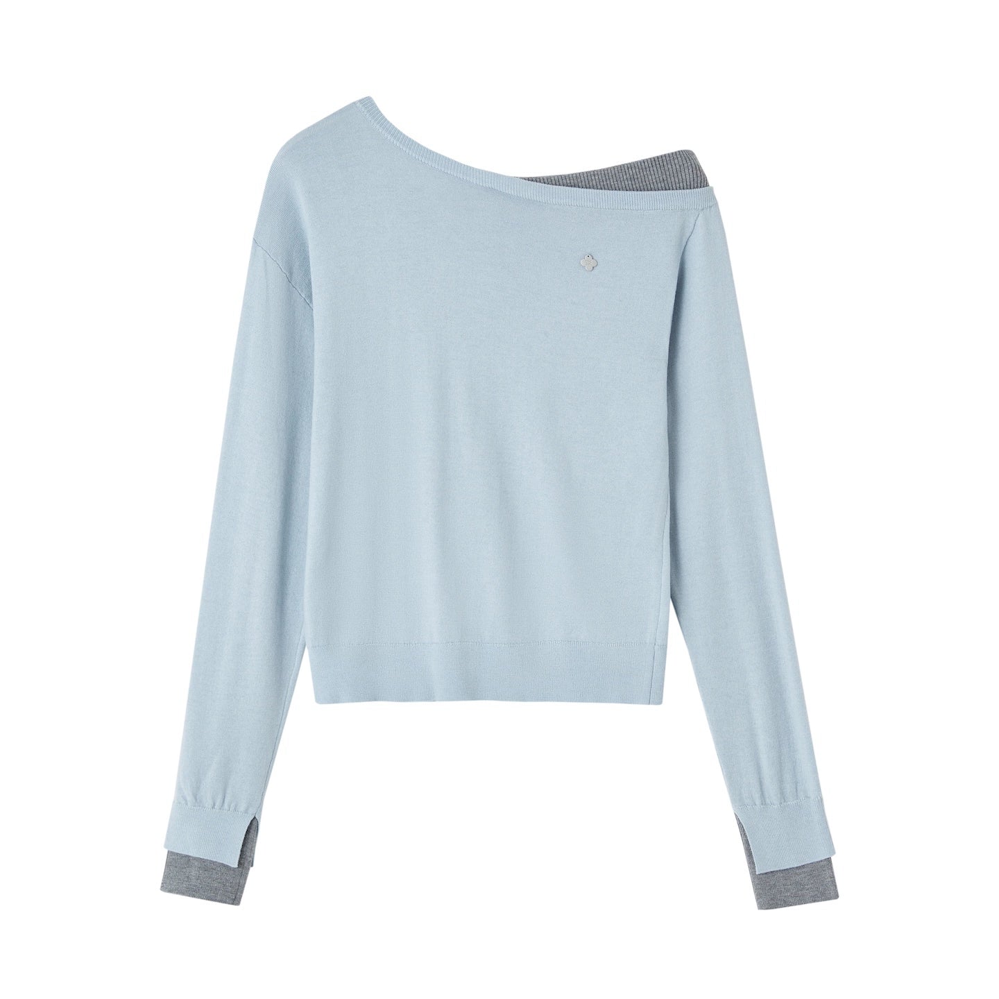 Contrast Asymmetrical Layered Sweater