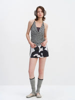 Cat Print A-Line Skirt