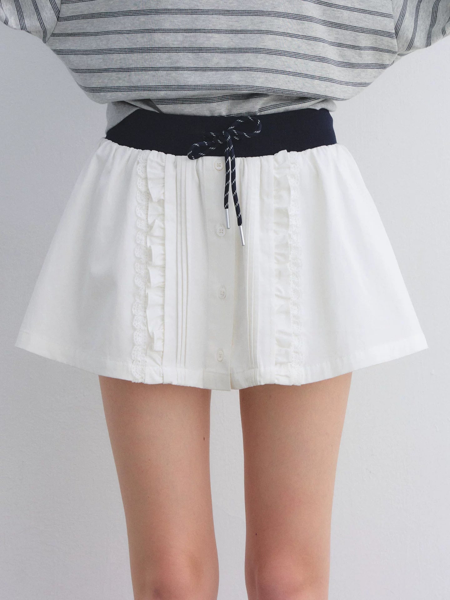 Ruffle Tie Pleated Skirt