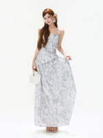 Gray Asymmetric Halter Top & Skirt Set