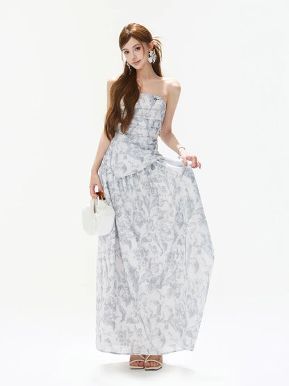 Gray Asymmetric Halter Top &amp; Skirt Set
