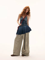 Blue Plaid Patchwork Cami Dress