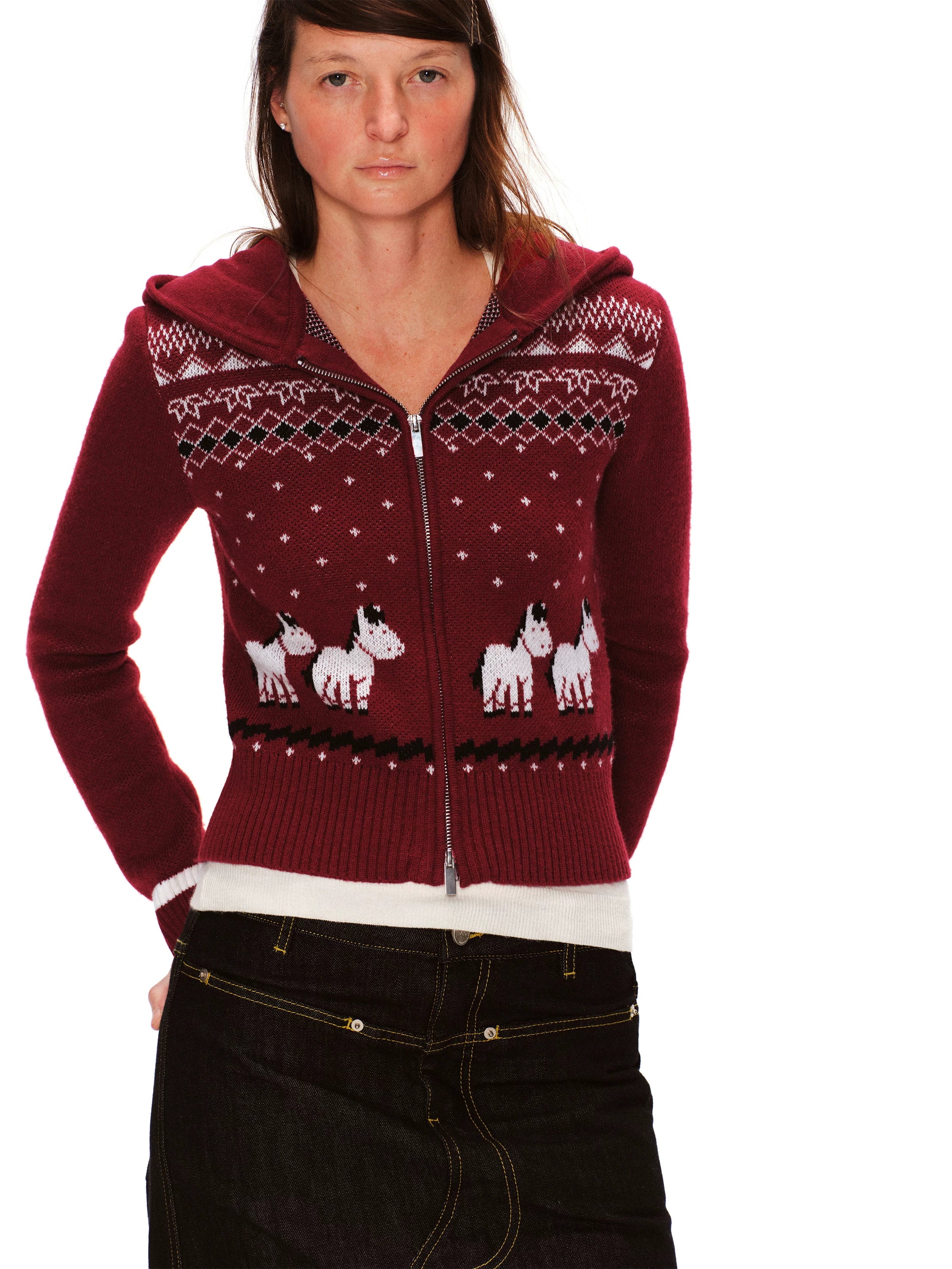 Merino Horse Knit Hoodie