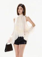 Halter Chiffon Ruffle Blouse