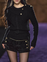Wool Cable Mock-Neck Sweater