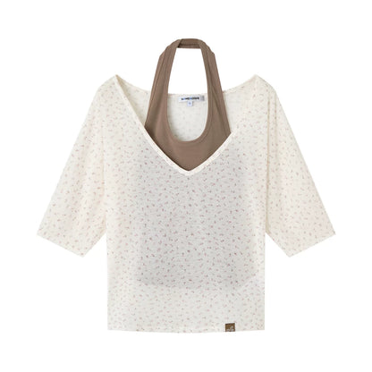 Sheer Layering Half Sleeve T-shirt