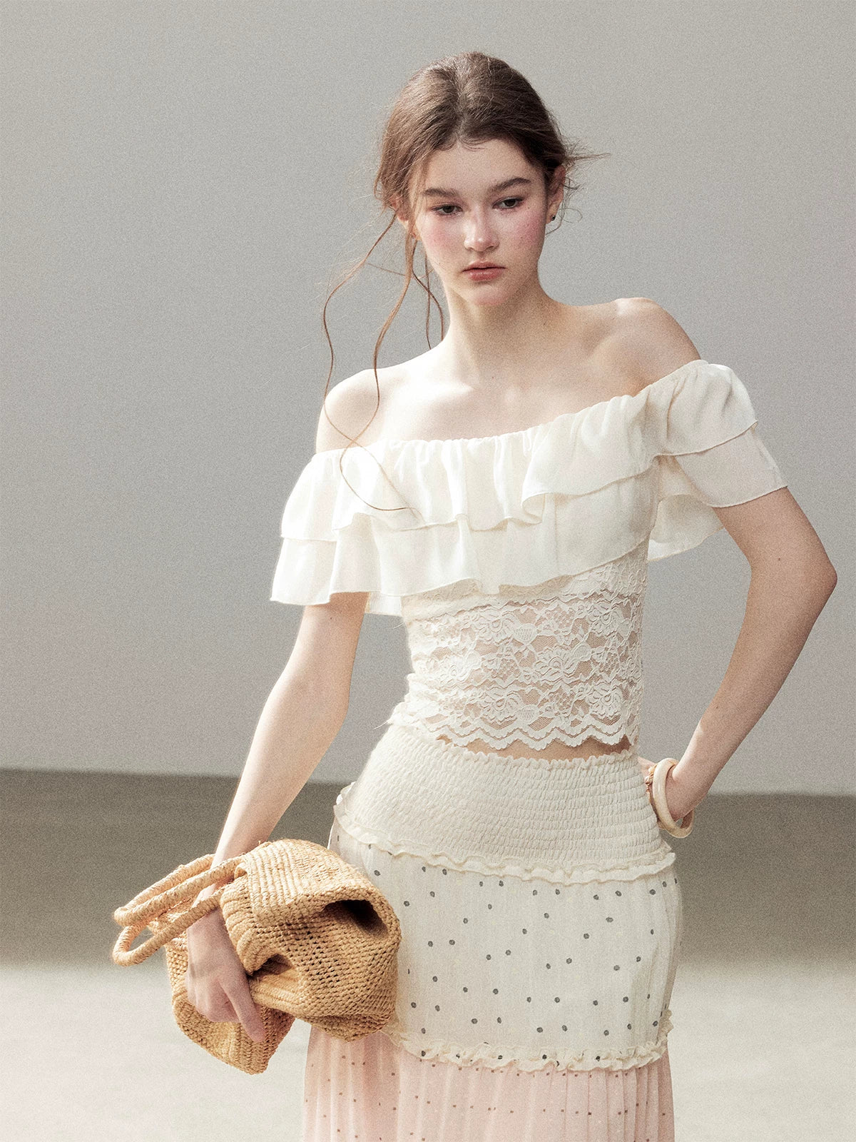 White Lace Off Shoulder Top