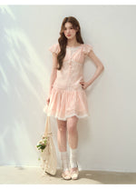 “Shell Girl” Ruffle Layered Shirt & Skirt Set