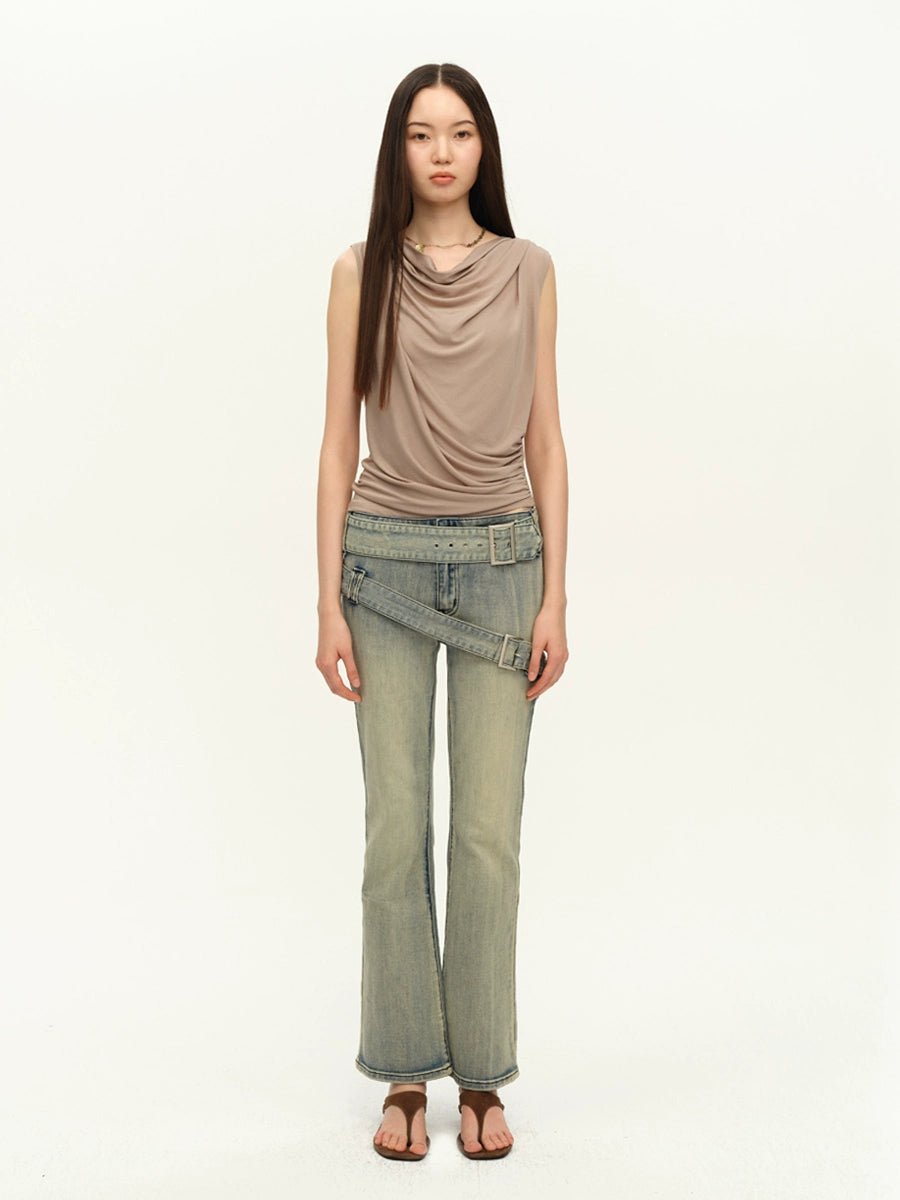 Draped Backless Beaded Cami