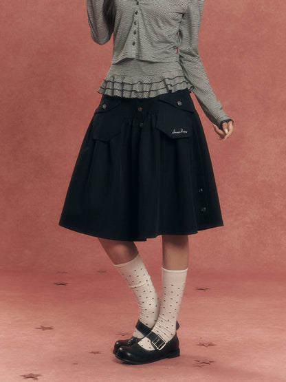 Vintage Utility Denim Skirt