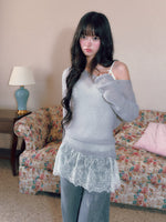 Asymmetric V-Neck Knit Top