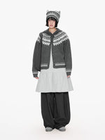 Fair Isle Hooded Knit Cardigan