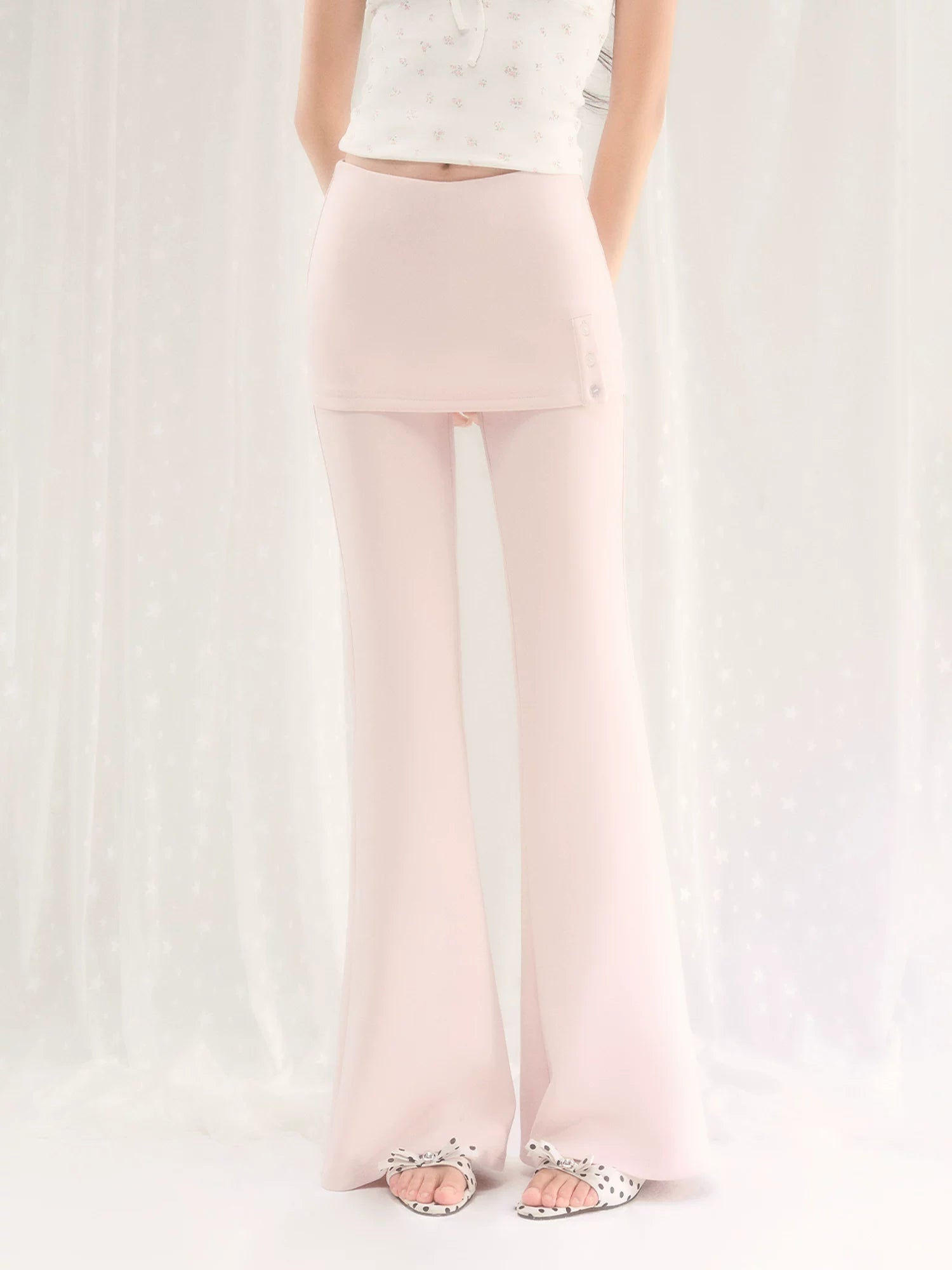 Faux Layered Micro Flare Pants