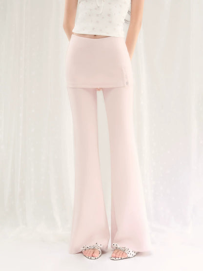 Faux Layered Micro Flare Pants