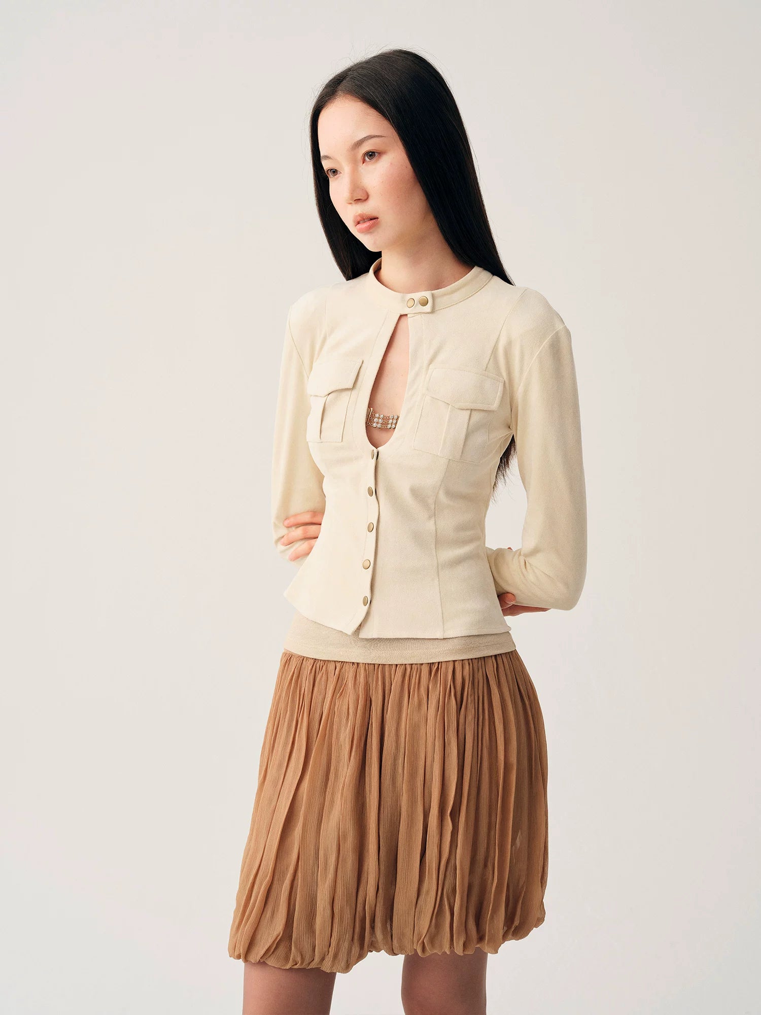 Cutout Suede Cropped Jacket
