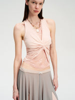 Lace Panel Twist Knit Tank