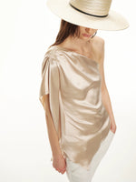 Champagne Acetate One-Shoulder Top