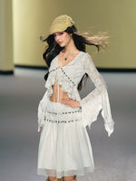 Sequin Lace Cardigan Skirt Set