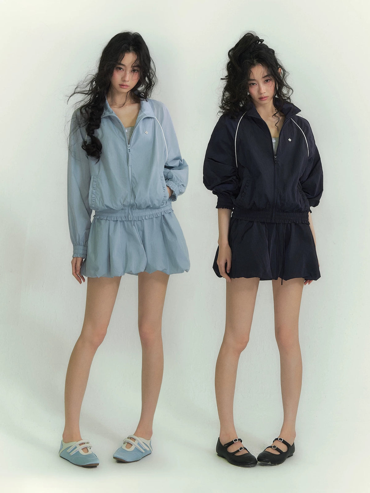 Floral Stand Collar Jacket &amp; Dress Set