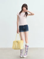 Rhinestone Letter Fitted T-shirt