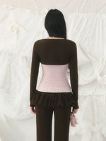 Contrast Polka Dot Crop Top & Cardigan Set